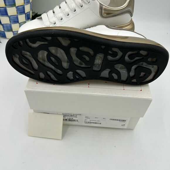Men’s Alexander McQueen chunky white gold leather sneakers size 41 made in Italy - Picture 7 of 9